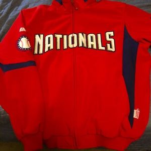 Washington Nationals Full Zip Dugout Jacket Red Majestic Authentic Mens XL